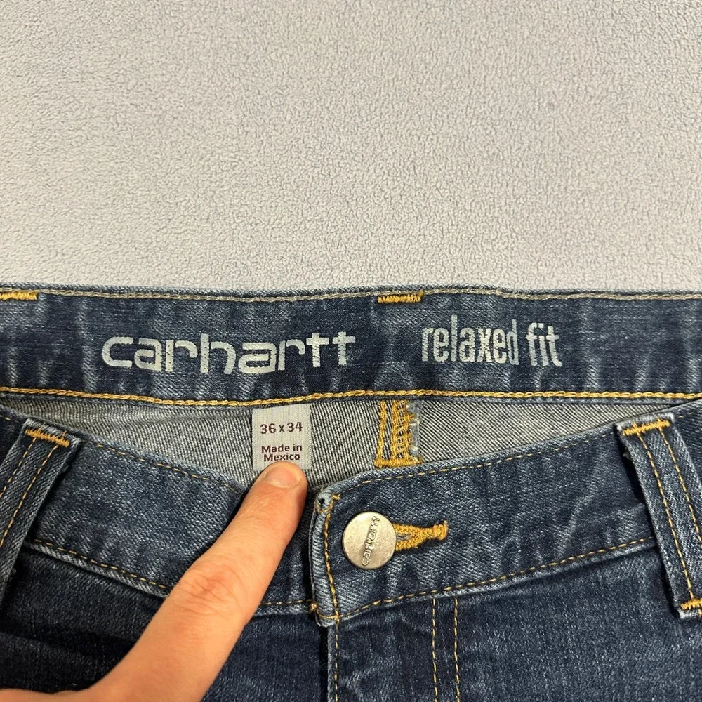 Carhartt Relaxed Fit Straight Leg Jeans Dark Wash Blue 102808-498 Men Size 36x33